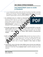 Kashmir Issue Critical Analysis: Special Status of Kashmir?