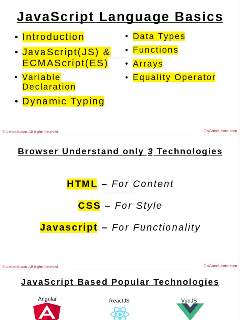Javascript Basics Better Presentation | PDF | Java Script | Array Data Type