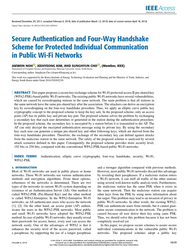 Secure Wi-Fi Authentication Scheme | PDF | Public Key Cryptography ...
