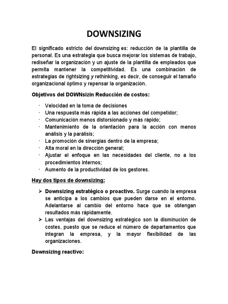 Estrategias de Downsizing Empresarial | PDF | Business | Planificación
