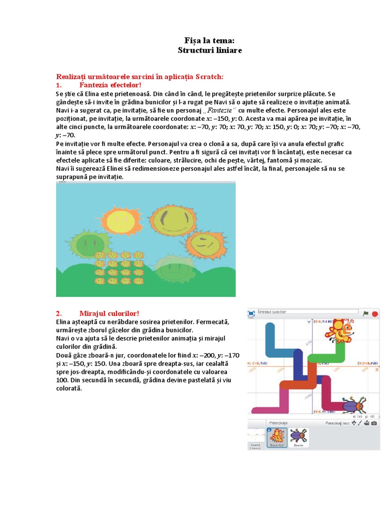 Fișa Structuri Liniare Scratch | PDF