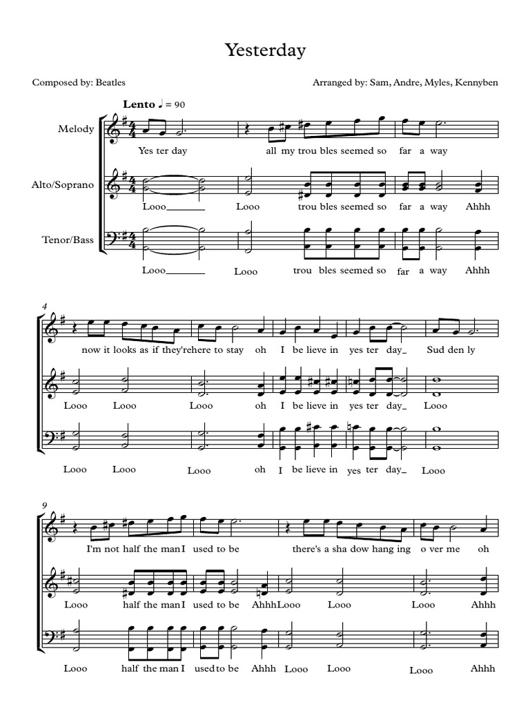 Yesterday - Score and Parts1 | PDF