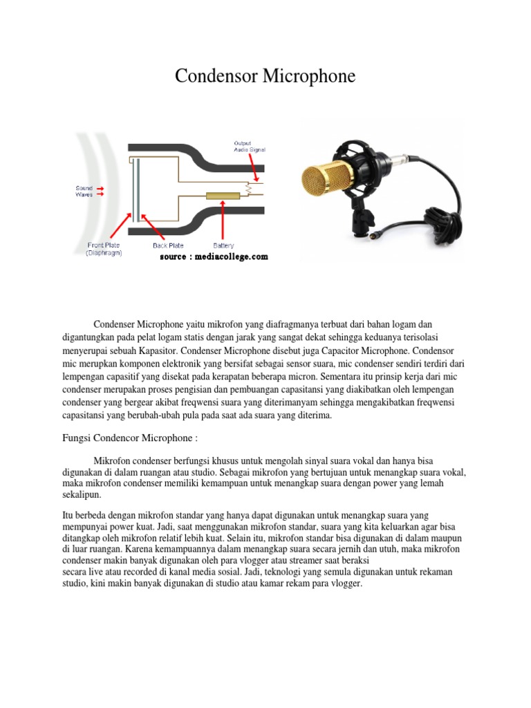 Fungsi dan Prinsip Kerja Mic Condenser | PDF