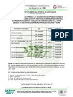 Fechas Programadas para Recepcionar Requisitos de Inscripción (Documentos - Alumnos de Nuevo Ingreso - 2021-2023