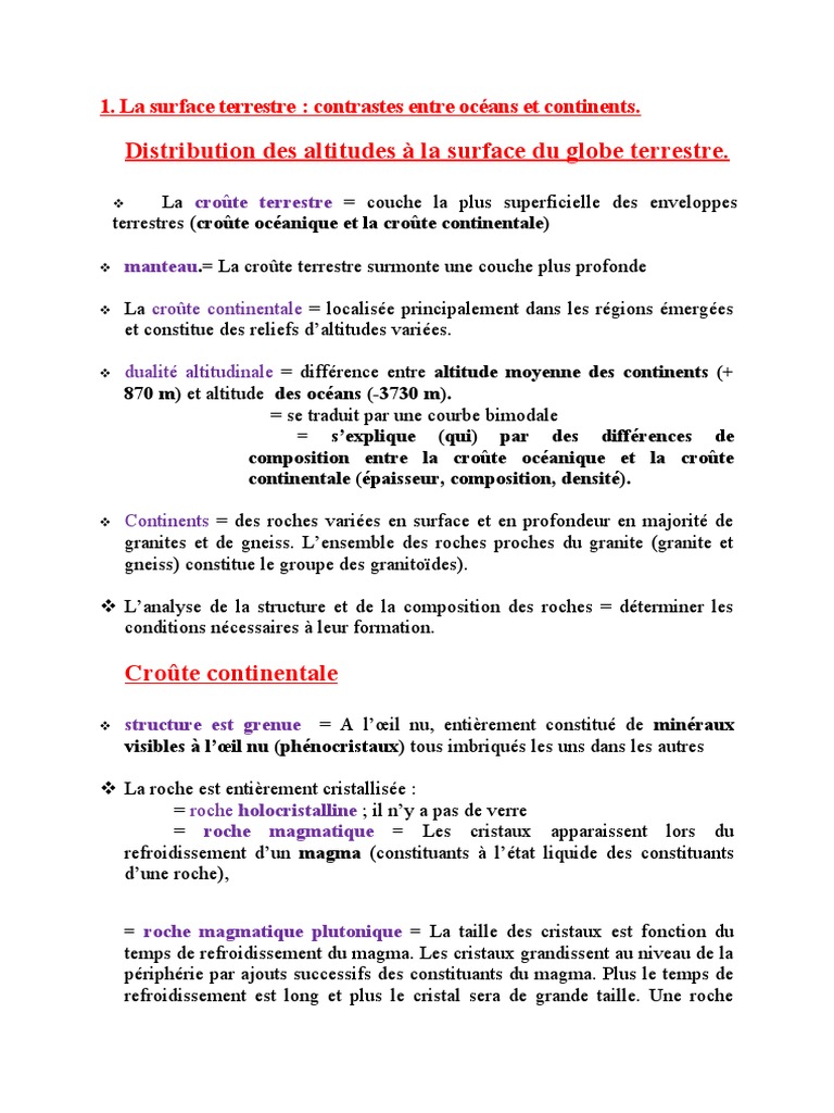 Structure de la Terre : croûte et sismologie | PDF | Basalte | Granit