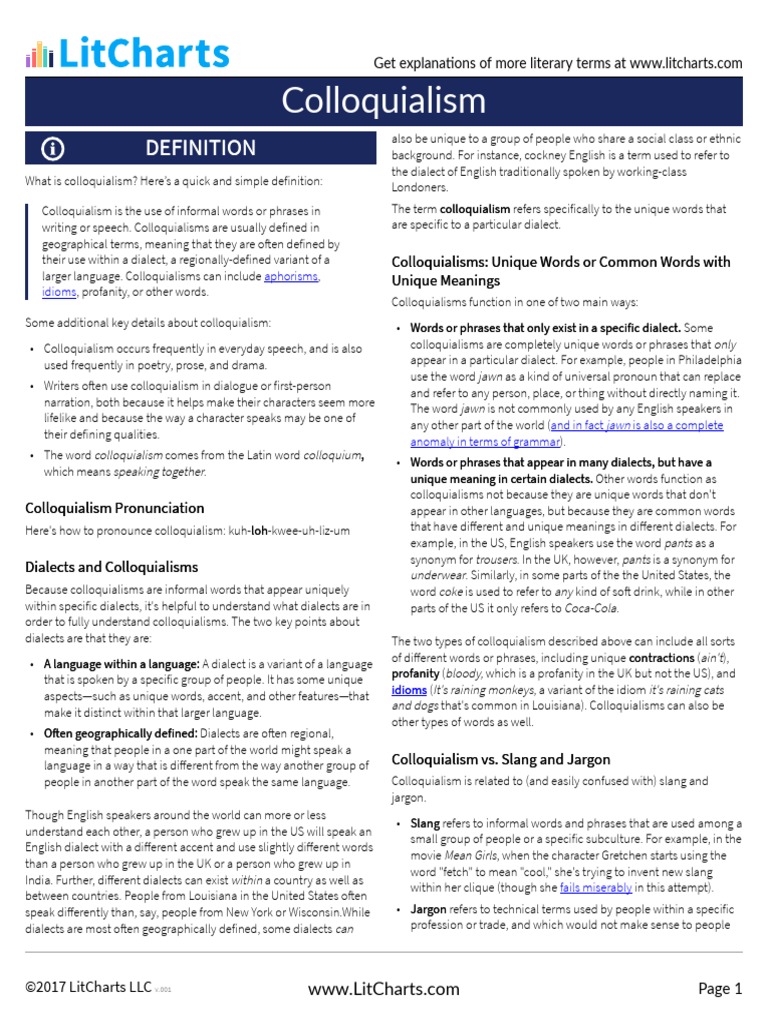 Colloquialism Aphorisms Idioms Download Free PDF Dialect Jargon