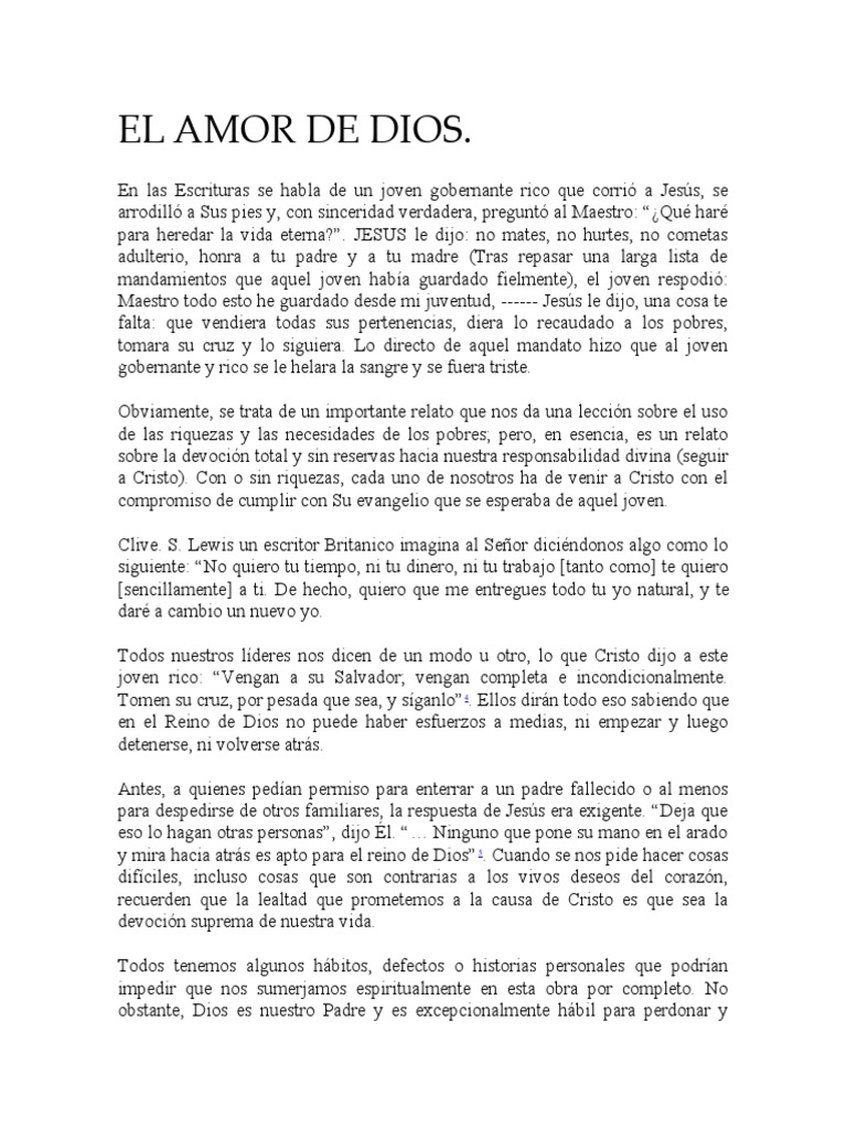 Amor de Dios y Devoción Total a Cristo | PDF | Amor | Jesús
