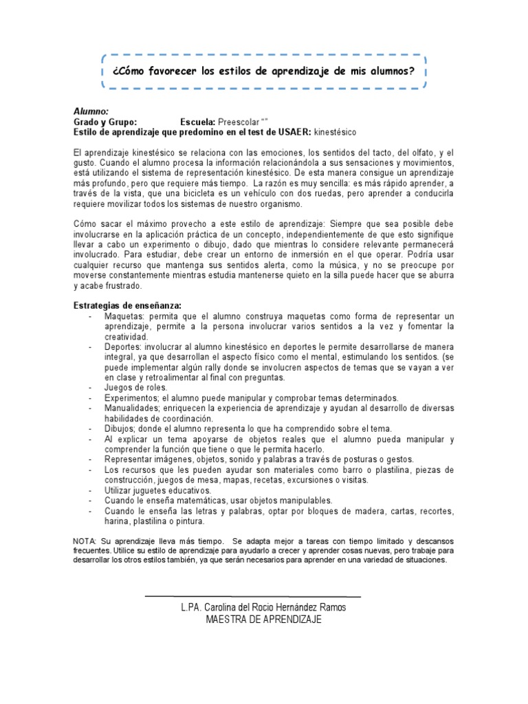 Estrategias para Fortalecer Los Estilos de Aprendizaje USAER | PDF ...