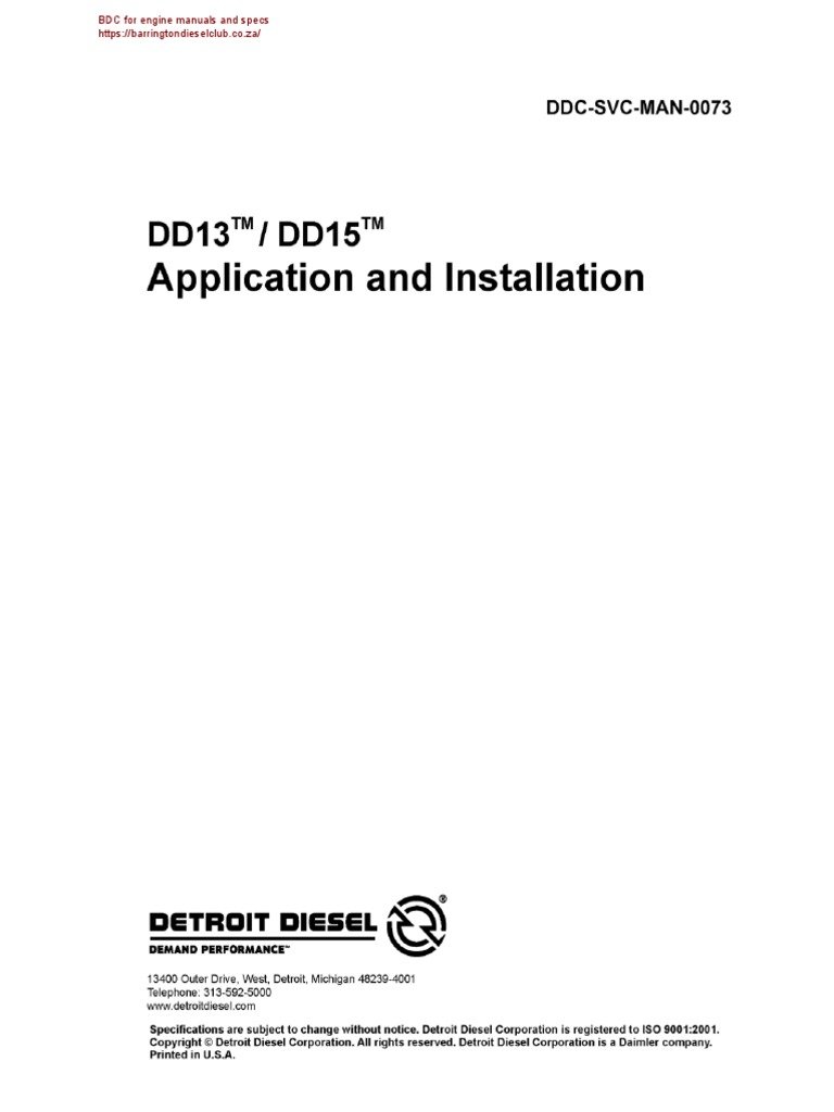 Detroit Diesel dd13 dd15 Application Installation Manual | PDF ...