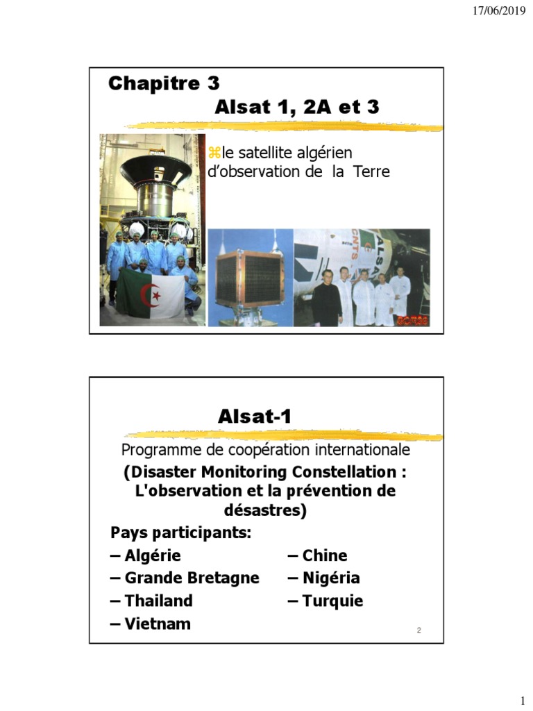 Satellites Algériens : Alsat-1 et Alsat-2 | PDF | Satellite | Vol