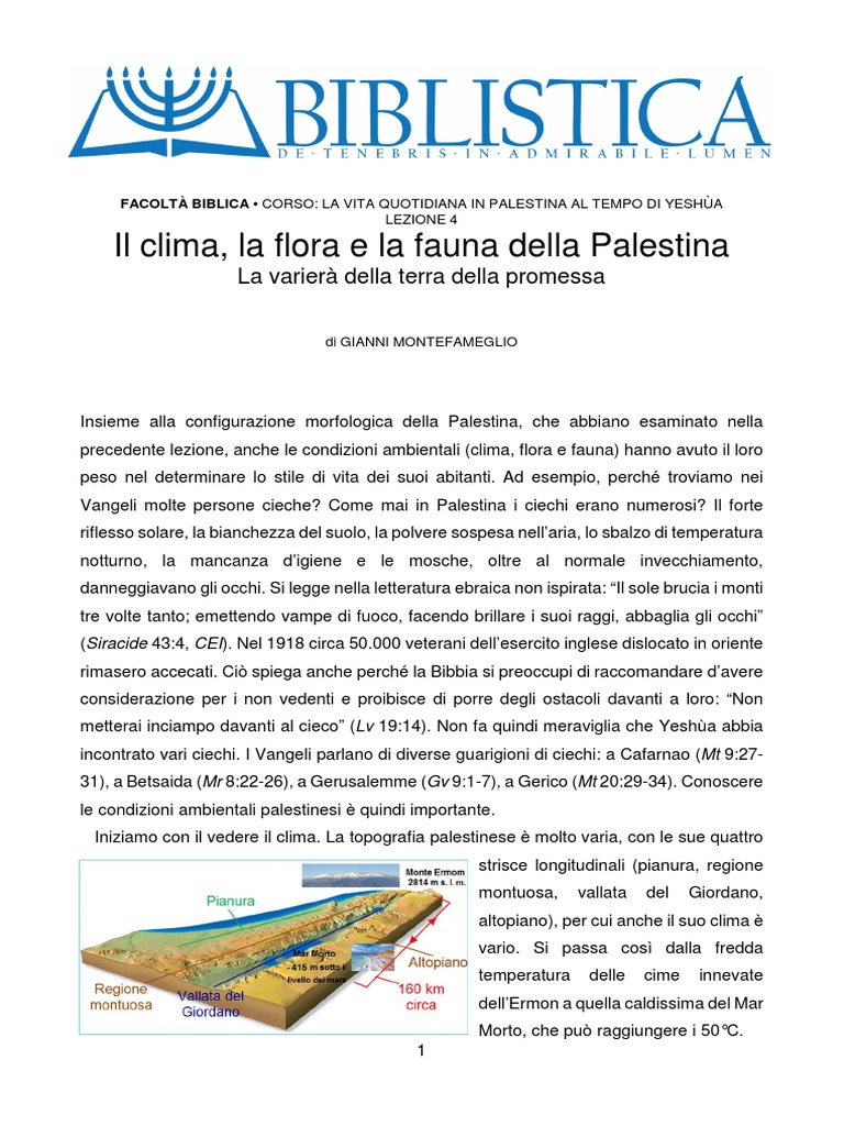 Il Clima La Flora e La Fauna Della Palestina | PDF