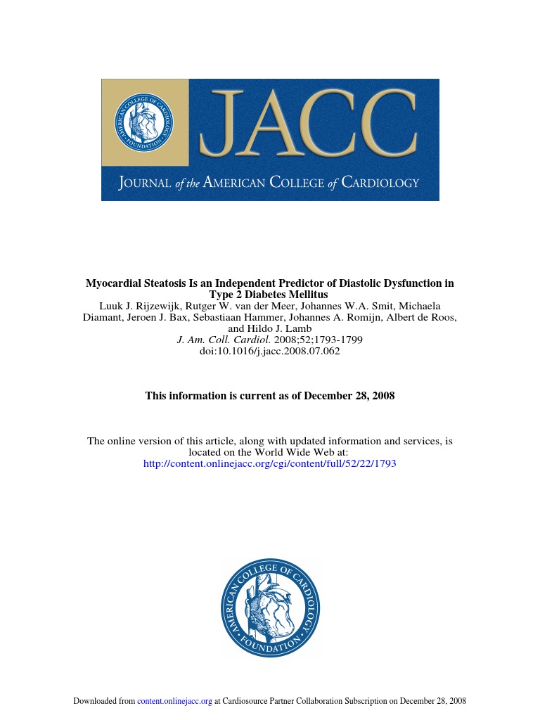Myocardial Steatosis Pdf Diastole Diabetes Mellitus