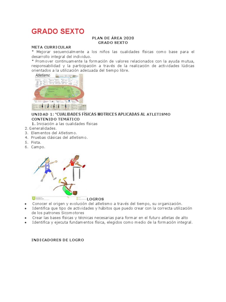 Actividades de Atletismo para Sexto Grado | PDF | Corriendo | Deporte ...