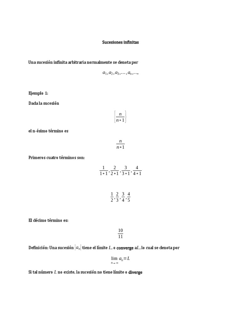 Sucesiones Infinitas | PDF | Integral | Series (Matemáticas)