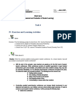 Task 6 IV. Exercises and Learning Activities: Prof Ed 8 (Assessment and Evaluation of Student Learning)