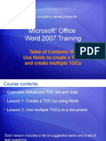 Microsoft Office Word 2007 Training: Table of Contents Iii: Use Fields To Create A Toc and Create Multiple Tocs