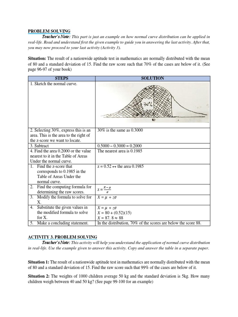 Problem Solving Involving Normal Curve | PDF