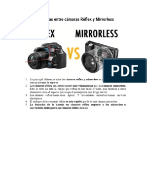 Cámara Mirrorless: qué es y diferencias con las cámaras Reflex