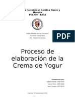 Proceso elaboración crema yogur PUCMM