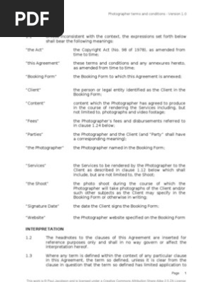 Photographer Terms and Conditions
