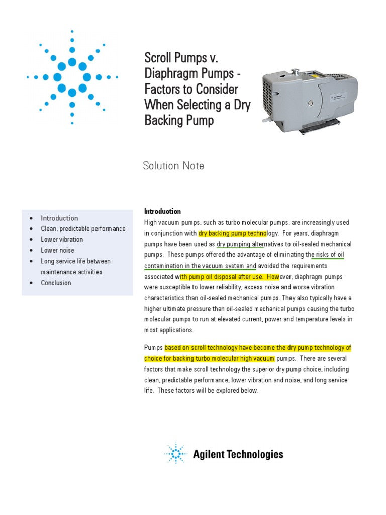 Scroll Pumps Offer Clean, Predictable Performance Over Diaphragm Pumps