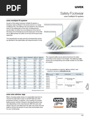 uvex shoe size chart