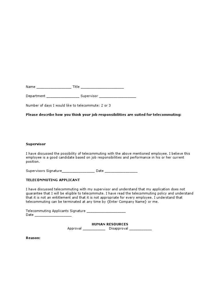 Telecommuting Policy | PDF | Business | Finance & Money Management