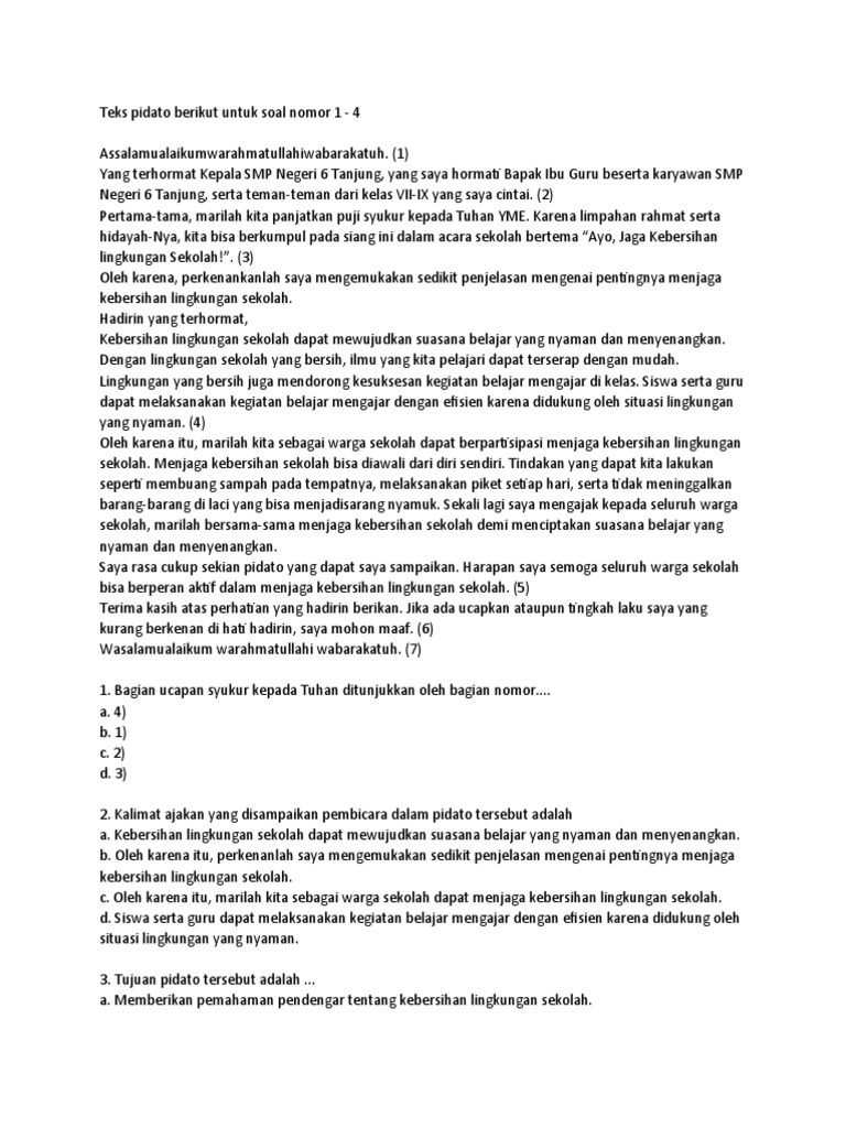 Contoh Soal Pidato Persuasif PDF