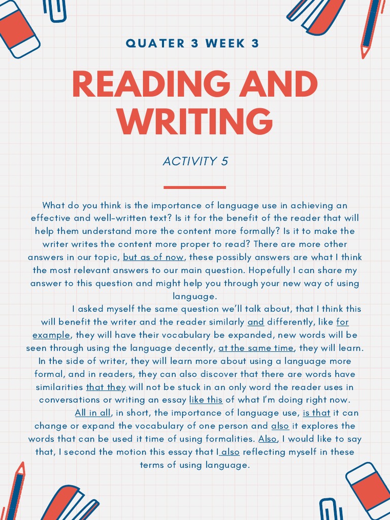 Reading and Writing | PDF | Foreign Language Studies