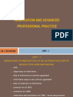 Arbitration and Advanced Professional Practice: Unit - I