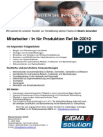 Sigma - Stellenausschreibung - Mitarbeiter in Für Produktion Ref - Nr.22012