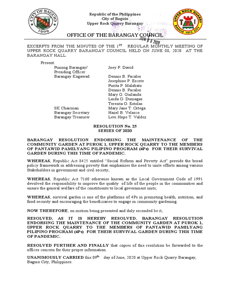Community Garden Resolution in Baguio | PDF | Government
