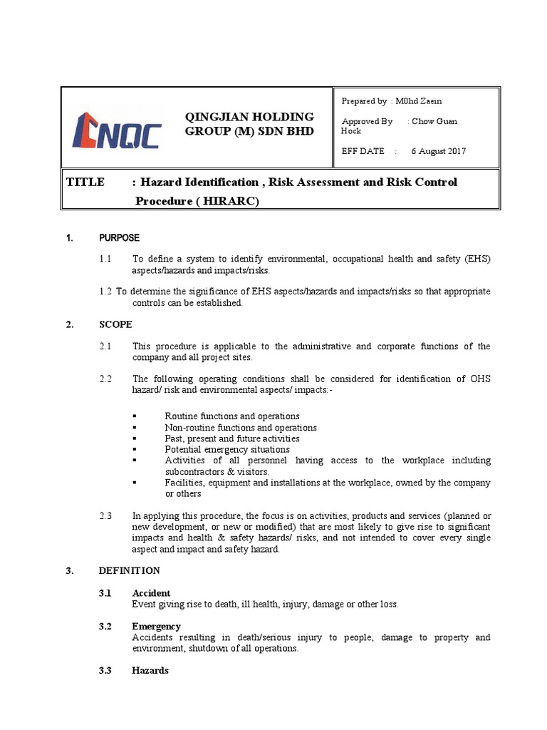 HIRARC Procedure Overview | PDF | Risk | Risk Assessment