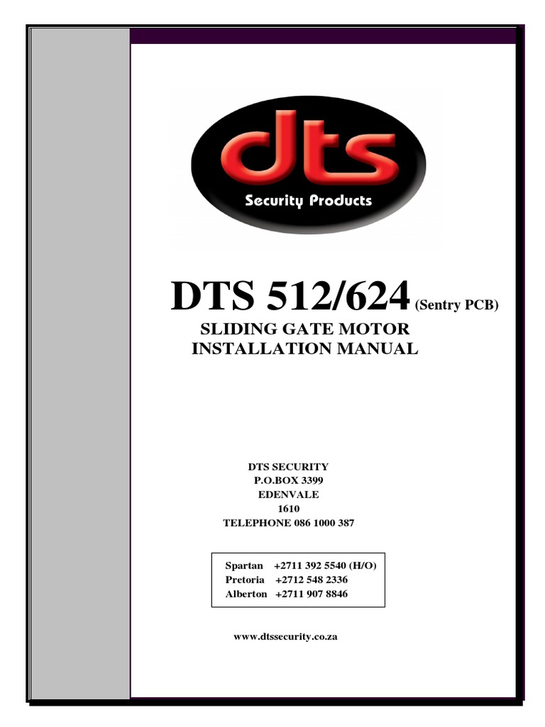 Sliding Gate Motor Installation Manual (Sentry PCB) PDF Power