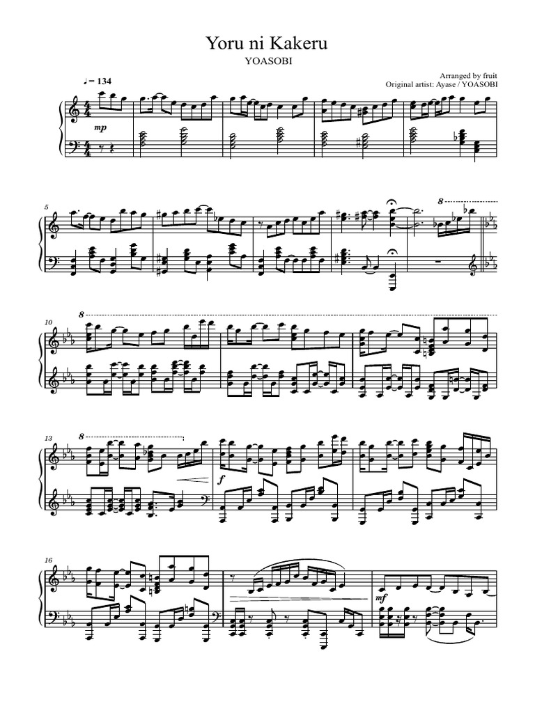 Yoru Ni Kakeru: Yoasobi | PDF | Artists | Musical Groups