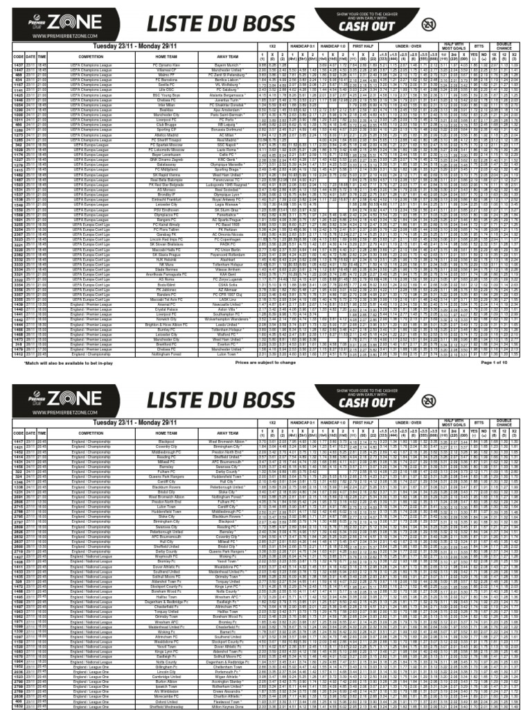 Mega List | PDF | Premier League | Uefa Champions League