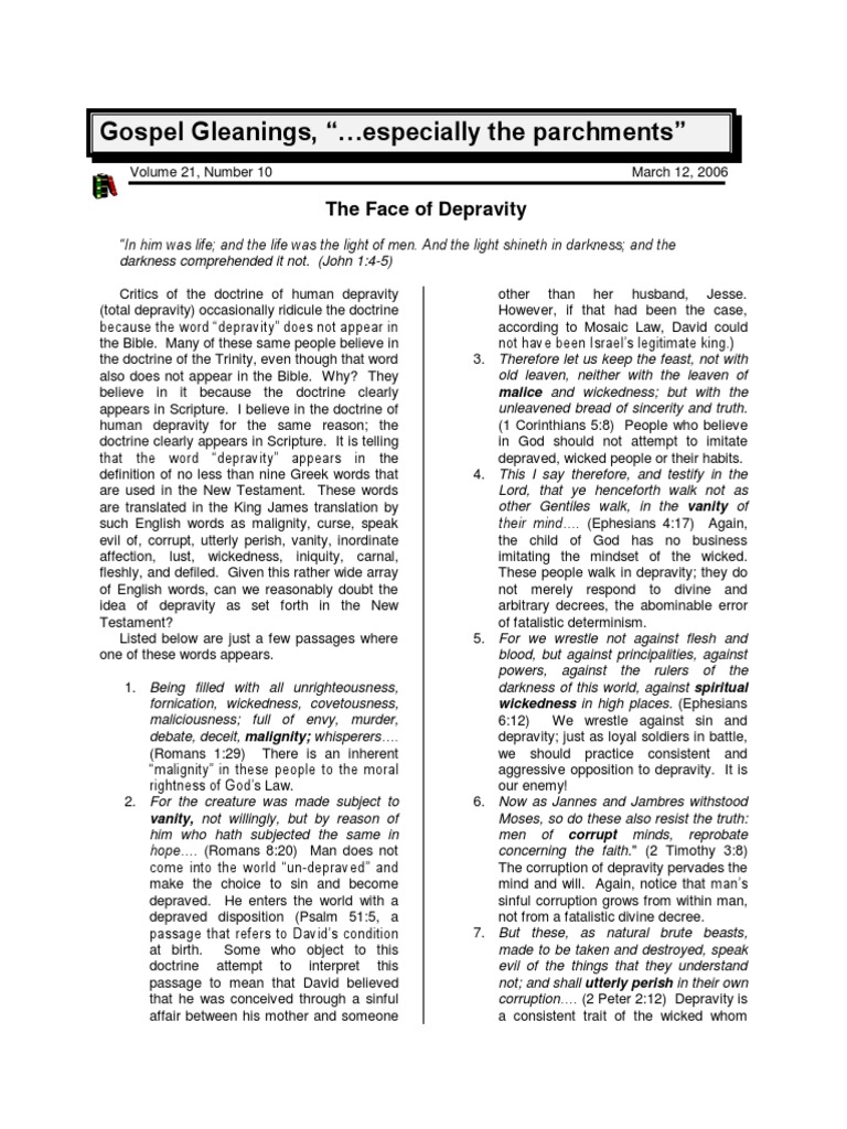 The Face of Depravity | PDF | Sin | God