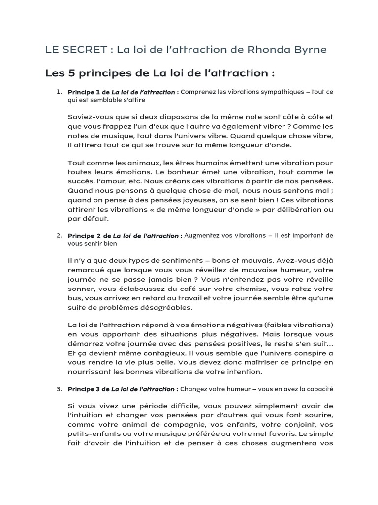 La loi de l'attraction révélée | PDF | Loi de l'attraction (Nouvelle ...