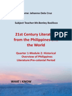 21st Century Literature From The Philippines and The World: Name: Jehanne Dela Cruz Subject Teacher:Mr - Benley Basilisco