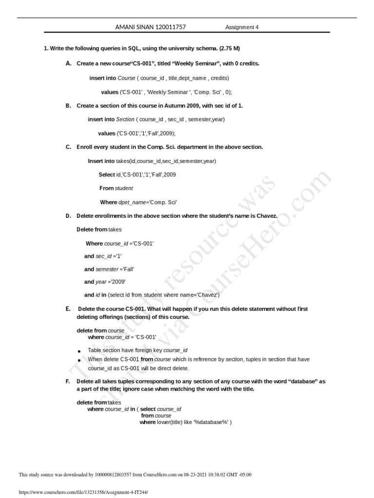 Assignment 4 IT244 | Download Free PDF | Integer | Computing