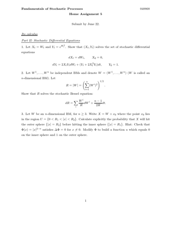 Stochastic Differential Equations Analysis | PDF