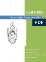 Internship Report On NBP: Roll # 851