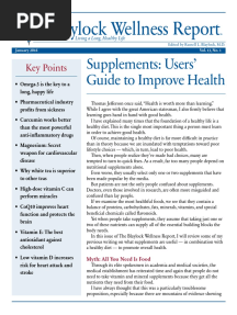 Blaylock Wellness Report: Supplements: Users' Guide To Improve Health