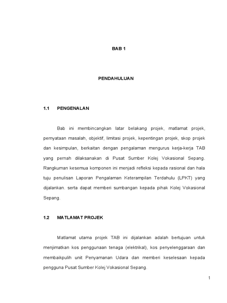 Bab 1 Tab | PDF