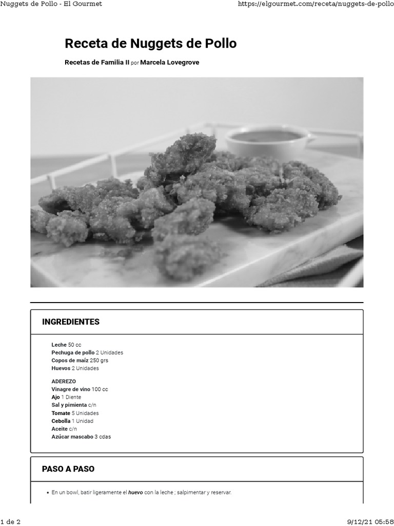 Nuggets de Pollo - El Gourmet | PDF
