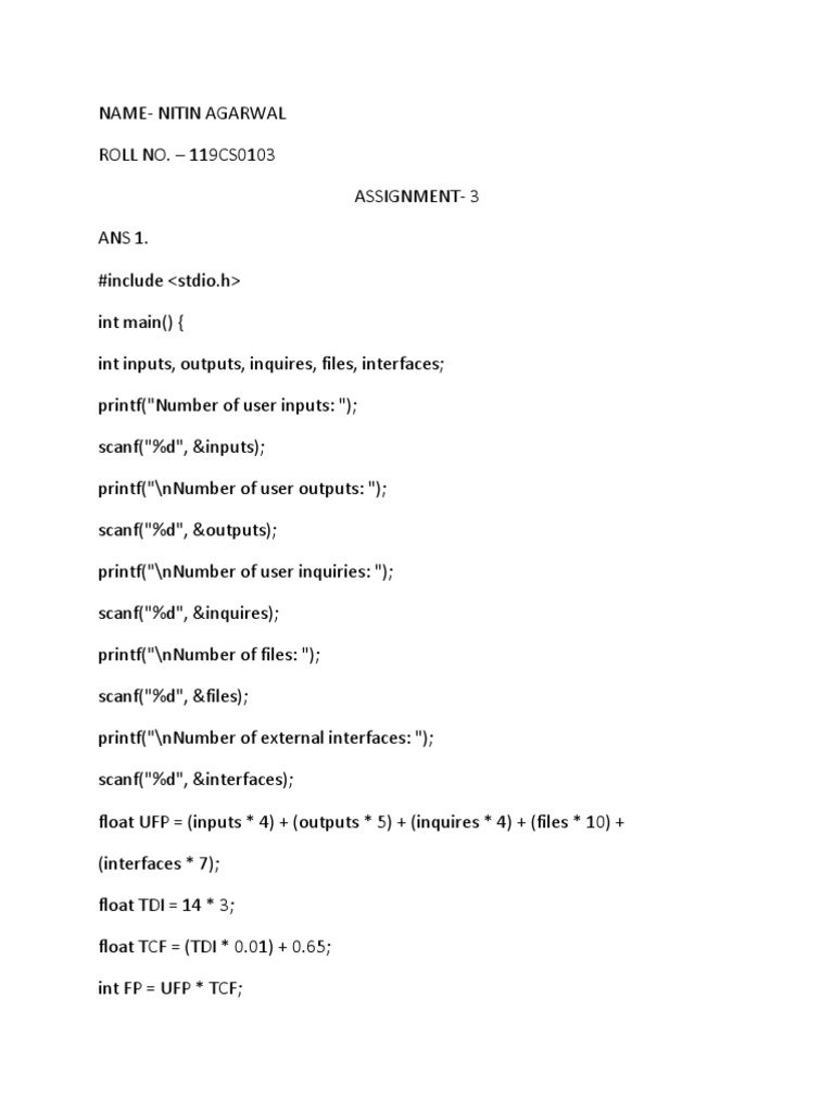 SE - Assignment 3 - 119CS0103 | PDF | Information Technology Management ...
