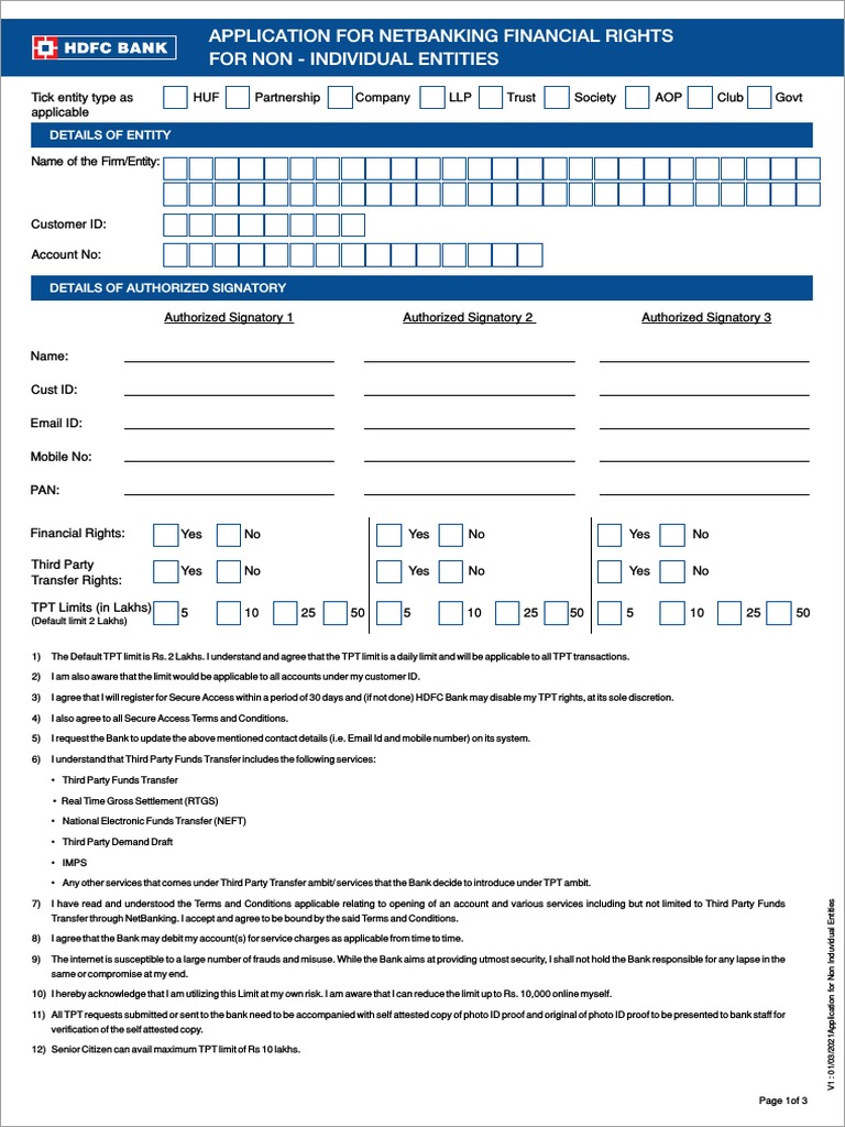 TPT Rights Application for Entities | PDF | Banks | Online Banking