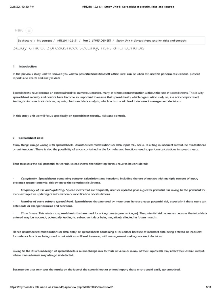 Spreadsheet Security and Risk Controls | PDF | Spreadsheet | Password