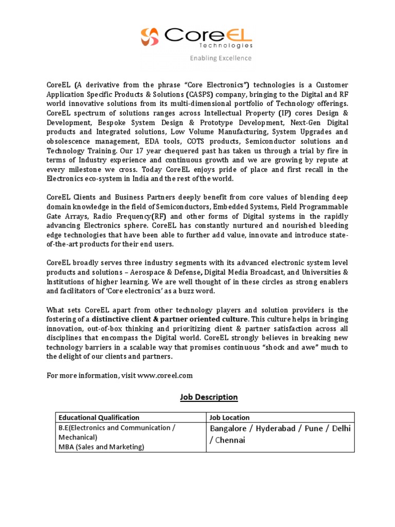 CoreEL Technologies Management Trainee Role | PDF | Electronic Design ...