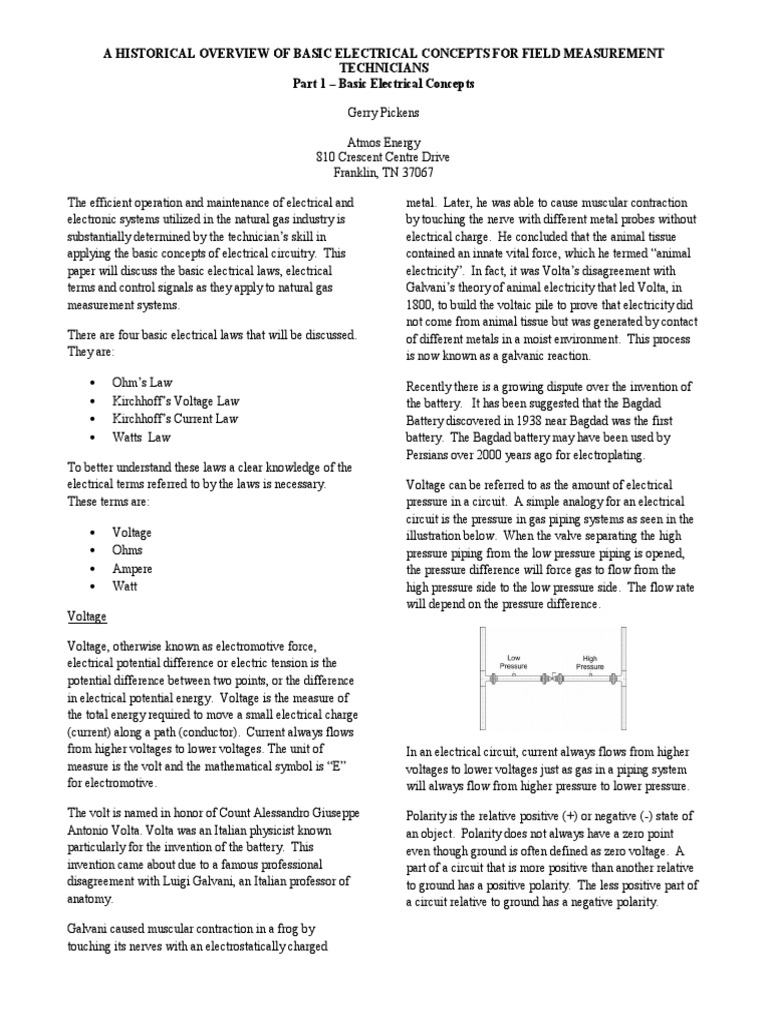 Basic Electrical Concepts for Technicians | PDF | Voltage | Volt